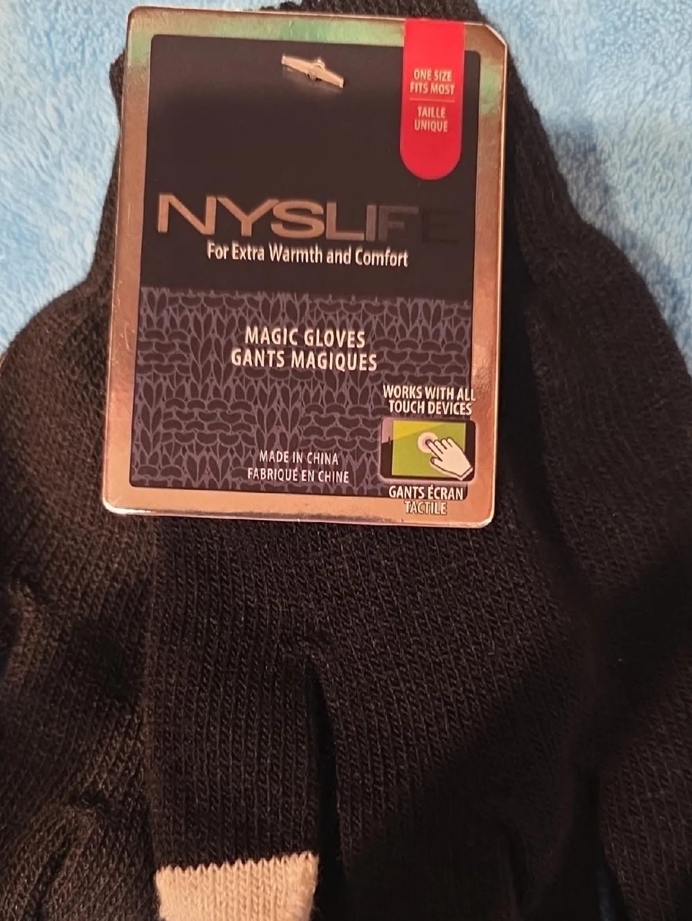 NYSLF Black Touchscreen Gloves & Headband Set with Beige Tips - Picture 2 of 3